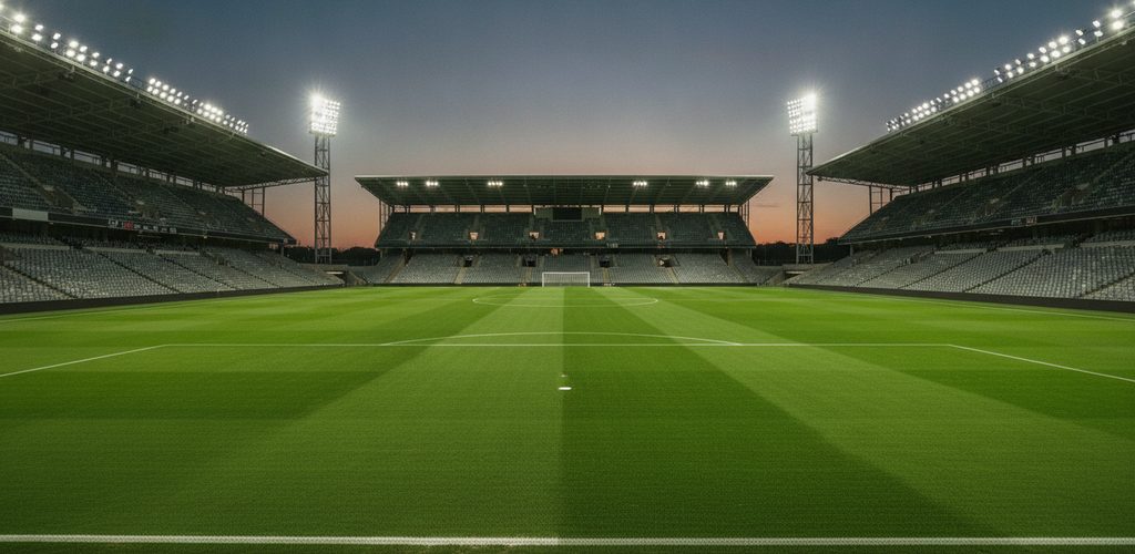 Fußballstadion mit 1.200 Lux: 72 LED-Flutlichtstrahler à 1.001 W