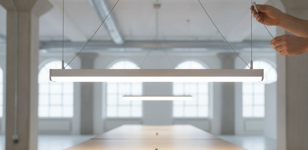 LED-Panel abhängen: Seilabhängung, Pendelhöhe und Anschluss