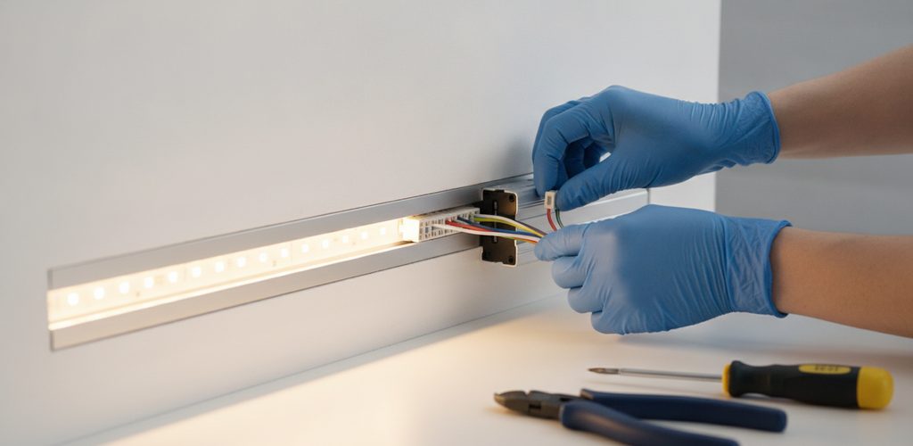 LED-Zubehör installieren: Verbinder, Klemmen, Leitungen und Netzteil
