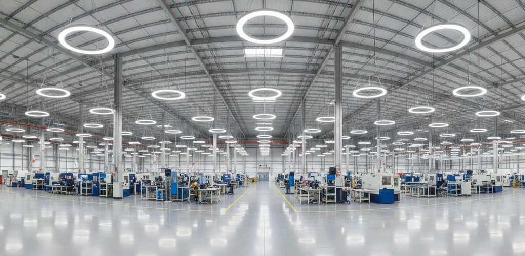 Produktionshalle: Zwei Meter Kette sparen zehn Leuchten