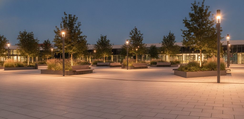 Öffentliche Plätze und Fußgängerzonen beleuchten: Lux, Lichtfarbe