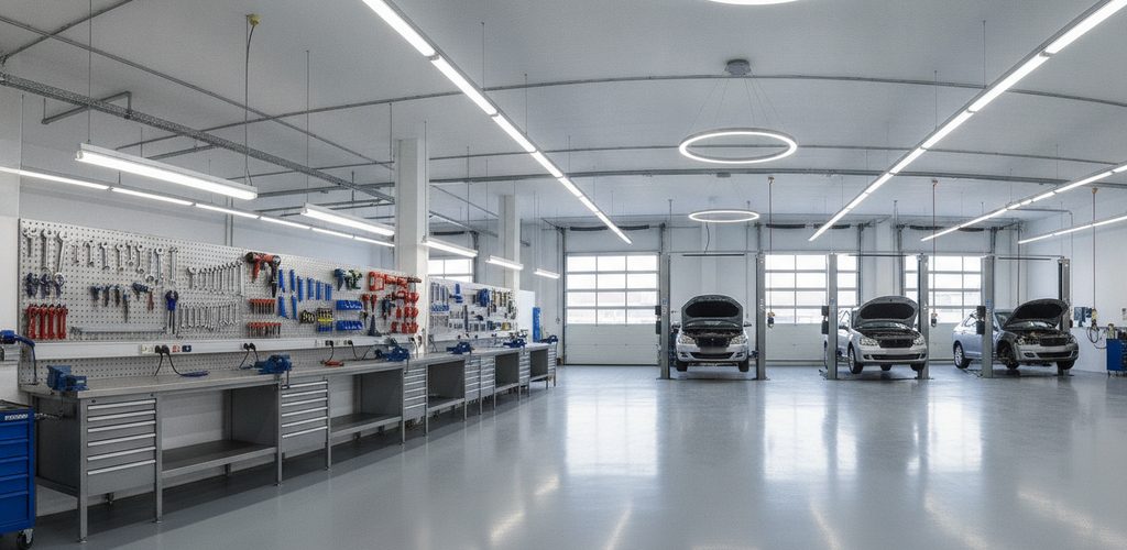 Werkstattbeleuchtung planen: Leuchtentypen, Lux und Lichtbedarf