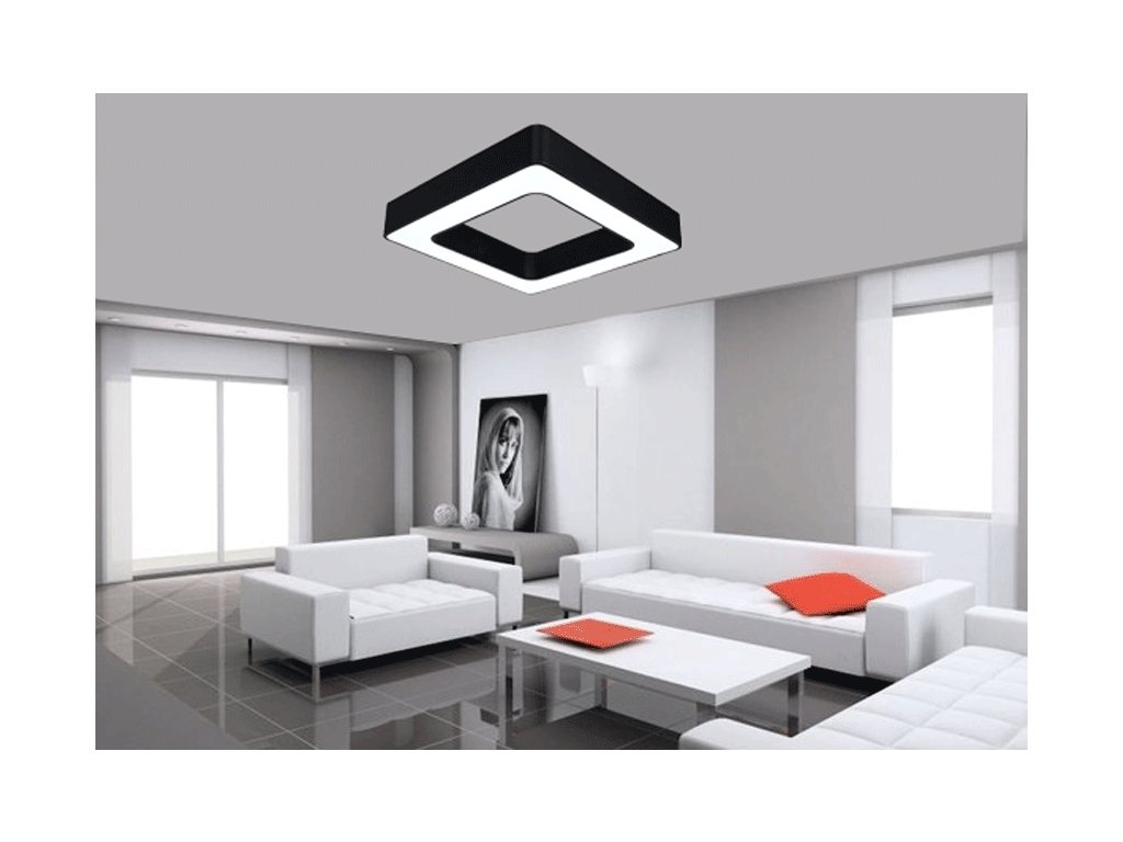 Schwarzes LED Deckenpanel quadratisch 36W tageslichtweiß