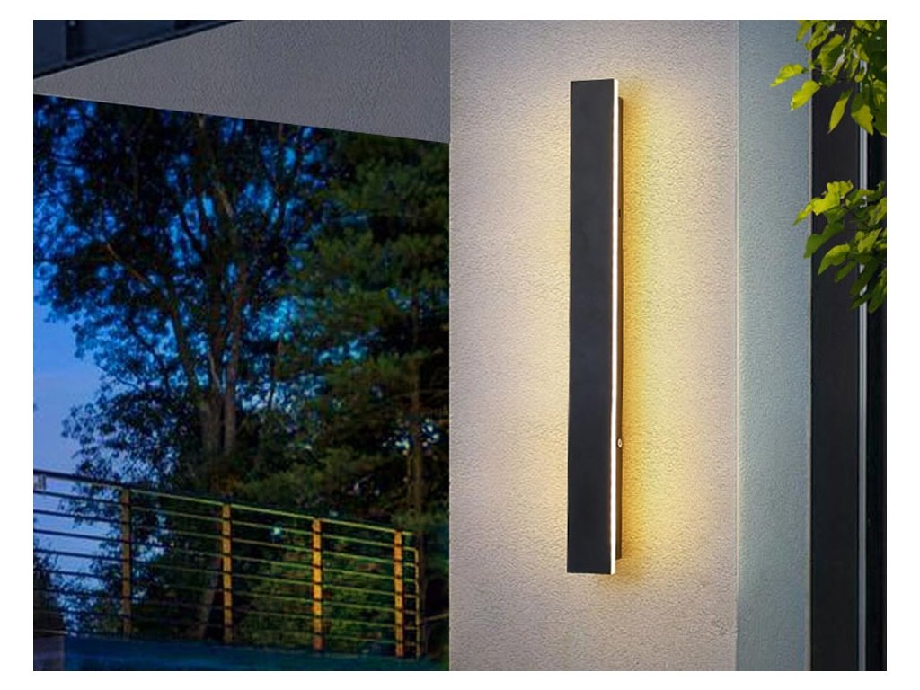 Schwarze moderne LED Wandleuchte Strip 9W 30cm/5cm IP65 4500K