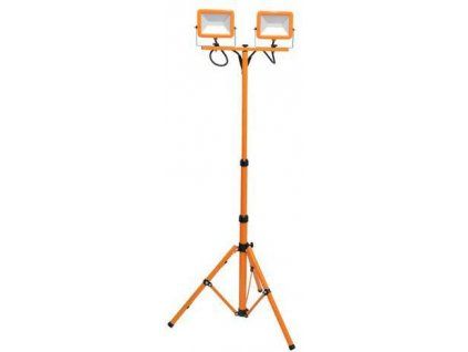 Oranger LED-Reflektor mit Teleskopstativ 2x30W tageslichtweiß