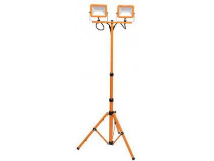 Oranger LED-Reflektor mit Teleskopstativ 2x30W tagweiß