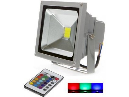 Silberner RGB LED Strahler 30W mit IR-Fernbedienung