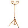 Oranger LED-Reflektor mit Teleskopstativ 2x30W neutralweiß