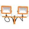 Oranger LED-Reflektor mit Teleskopstativ 2x30W tagweiß