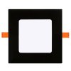 Schwarzes Einbau-LED-Panel 6W quadratisch 120x120mm warmweiß